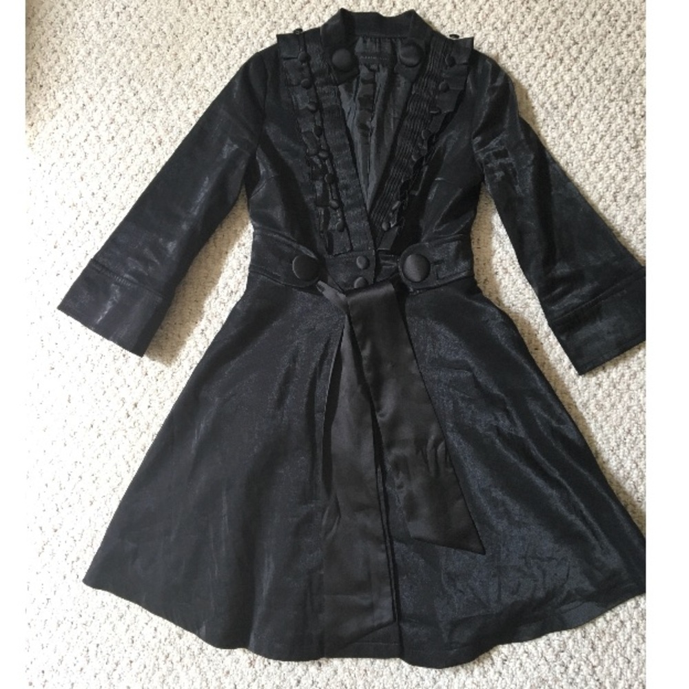 Lux black, metallic trench style coat